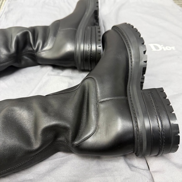 Authentic Dior Black Leather Knee-High Boots - Picture 4 of 4